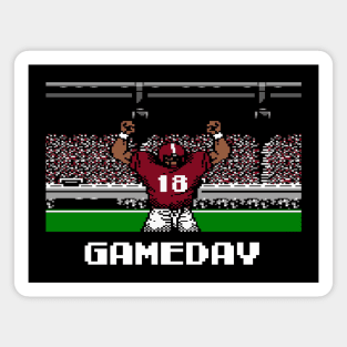 Crimson and White Gameday Retro 8 Bit Linebacker Football Magnet